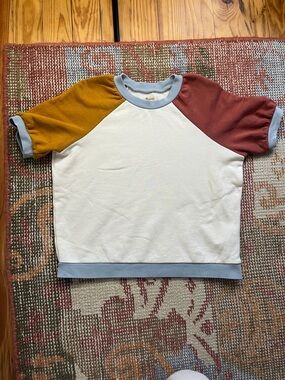 Madewell puff-sleeve color-block sweatshirt tee size XS